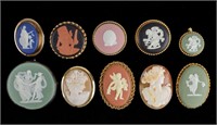 Vintage Wedgewood and Cameo Brooches