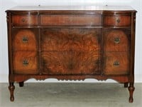 Antique Flame Mahogany Breakfront Chest Of Drawers