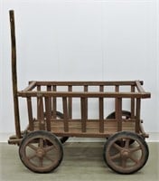 Antique Metal Pull Cart / Wagon