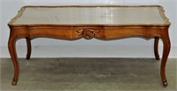 Vintage French Provincial Coffee Table w Glass Top