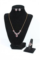 Stunning Sterling Silver and Lab Ruby Jewelry Set