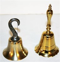 (2) Brass Hand Bells - One w/ Metal Clip to