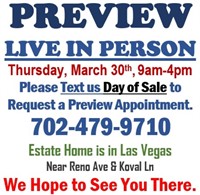 Friday @10am - Reno & Koval Estate On-site Auction 3/31
