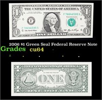 2006 $1 Green Seal Federal Reserve Note Grades Cho