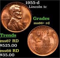 1955-d Lincoln Cent 1c Grades GEM++ RD