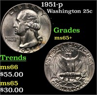 1951-p Washington Quarter 25c Grades GEM+ Unc