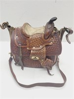 Vintage leather saddle purse