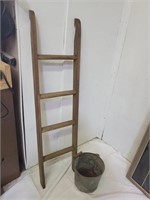 Galvanized pail and 14 x 53  Smaller Sz  ladder