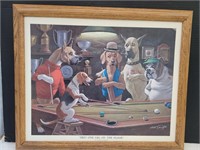 Pool Playing Dog Picture 23 x 19"