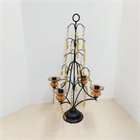 2' Tall Candle Holder with Crystals - READ
