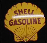 PORCELAIN SHELL GAS PUMP SIGN 12" X 12"