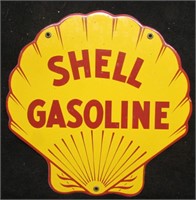 PORCELAIN SHELL GAS PUMP SIGN 12" X 12"