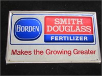 BORDEN SMITH DOUGLASS FERTILIZER SIGN - 9 3/4"X17"