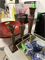 3PC MATCHED TIERED METAL CANDLESTICKS