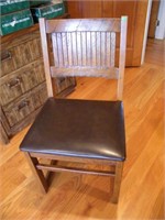 WOOD CHAIR WITH LEATHER SEAT