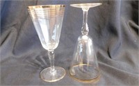 Eight 1960's gold stripe stemware glasses