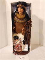 Duck House porcelain Indian Doll- 22"
