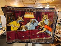 Dogs playing pool Tapestry