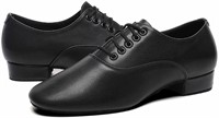 BOKIMD Men's  Dance Shoes Black Leather size 10