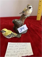 VINTAGE HAND PAINTED WOODEN BIRDS