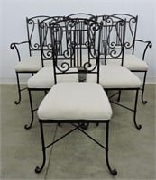 6 Wrought Iron Padded Dining Chairs (2 Arm Chairs)