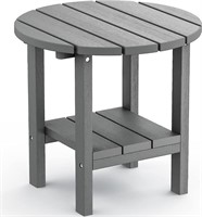 Round Adirondack Side Table Double End Table- Grey