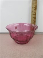 Pilgrim Cranberry Glass Serving Bowl