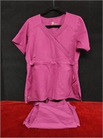Carhartt Size Med Dark Pink Scrub Set
