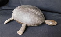 Vintage carved wooden turtle, main body is single