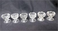 6 vintage pedestal glass salt dips
