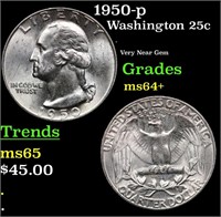 1950-p Washington Quarter 25c Grades Choice+ Unc