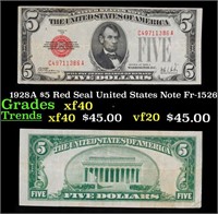 1928A $5 Red Seal United States Note Fr-1526 Grade