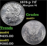 1878-p 7tf Morgan Dollar $1 Grades Select+ Unc
