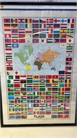 FRAMED FLAGS OF THE WORLD POSTER 28X41-NO SHIP