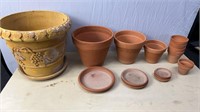 16 PC CLAY POTS AND LARGE PLANTER -NO SHIPPING-