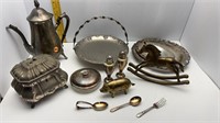 13 MISC. SILVER PLATED & BRASS LOT