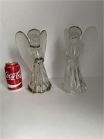 2 Grands anges chandeliers en verre massif