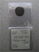 1865 Scarce Date Civil War Era Indian Head Cent