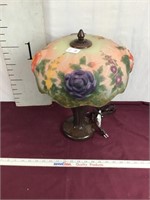 Reverse Painted Satin Glass Puffy Lamp