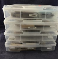 4 Low Bins Of Rubber Stamps