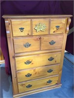 Ornate Solid Knotty Pine Chest Of Drawers