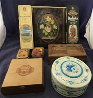 Cigar Boxes + Tins & Wooden Boxes/Some Contents