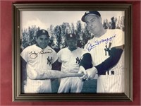 Joe DiMaggio & Yogi Berra Signed And Framed 8 X