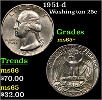 1951-d Washington Quarter 25c Grades GEM+ Unc