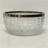 Glass Bowl with Silver Plate Rim