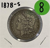 S - 1878-S MORGAN SILVER DOLLAR (8)