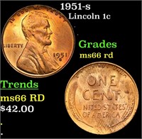 1951-s Lincoln Cent 1c Grades GEM+ Unc RD