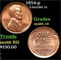 1954-p Lincoln Cent 1c Grades GEM+ Unc RD