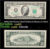 1993 $10 Green Seal Federal Reserve Note Grades Ge