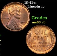 1941-s Lincoln Cent 1c Grades GEM+ Unc RB